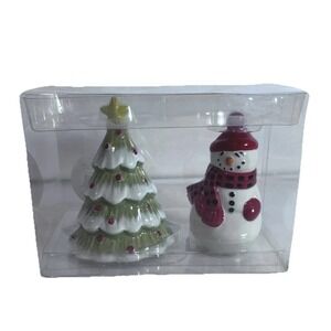 Christmas tree Snowman Ceramic Salt Pepper Shakers Holiday Kitchen Table Decor